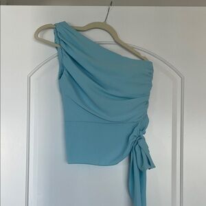 NWOT Amanda Uprichard Sky Blue One-Shoulder Top Size XS